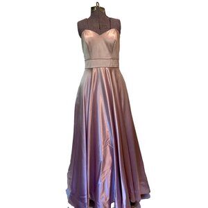 Blush pink Barbie sweetheart strapless satin PROM dress